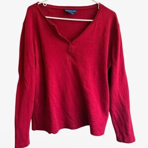 Karen Scott Red Long Sleeved Cotton Top
